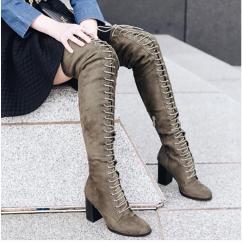 Franco Sarto Taupe Lace Up Boots